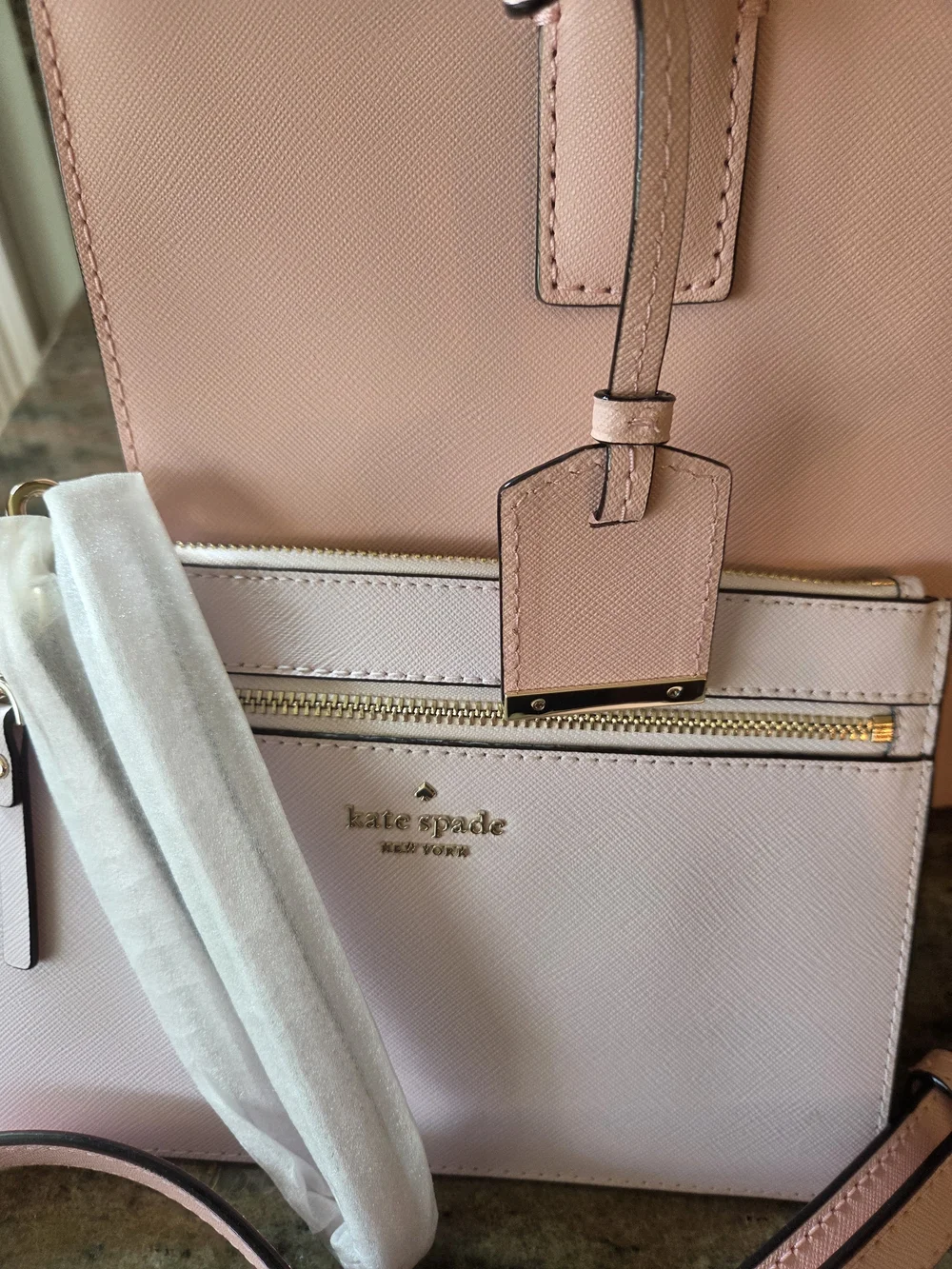 kate spade Pink Saffiano Satchel with Wristlet